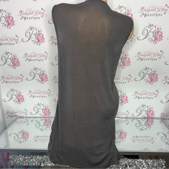Joan vass dress high low style grey light weight long tank top shirt luxury - Picture 2 of 5